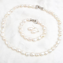 Load image into Gallery viewer, ASHIQI Natural Freshwater Pearl Jewelry Sets for Women 9-10mm Baroque Pearl NE+BR+EA
