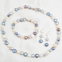 Load image into Gallery viewer, ASHIQI Natural Freshwater Pearl Jewelry Sets for Women 9-10mm Baroque Pearl NE+BR+EA

