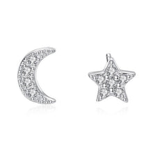 Load image into Gallery viewer, Christmas Gift Fashion 925 Sterling Silver Stud Earrings Heart Cross Cat Moon Star Crystal Earrings for Women Wedding Jewelry
