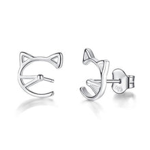 Load image into Gallery viewer, Christmas Gift Fashion 925 Sterling Silver Stud Earrings Heart Cross Cat Moon Star Crystal Earrings for Women Wedding Jewelry
