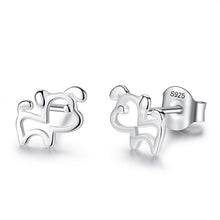 Load image into Gallery viewer, Christmas Gift Fashion 925 Sterling Silver Stud Earrings Heart Cross Cat Moon Star Crystal Earrings for Women Wedding Jewelry
