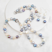 Load image into Gallery viewer, ASHIQI Natural Freshwater Pearl Jewelry Sets for Women 9-10mm Baroque Pearl NE+BR+EA

